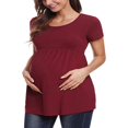 thumbnail image 3 of Femmes Enceintes T-Shirt Rayé Imprimé Manches Courtes Col Rond Grossesse Chemises Tops, 3 of 5