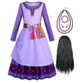 thumbnail image 1 of Película Deseo Princesa Disfraz Niños Asha Vestido Niñas Cosplay Niños Carnaval Fiesta de Cumpleaños Ropa Púrpura Niño Ropa Larga Cinturón Alta Calidad LTX, 1 of 5