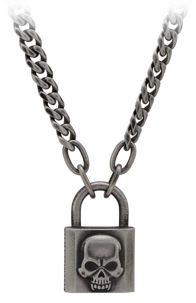 HarleyDavidson Men's Deadlock Skull Padlock Necklace Stainless Steel