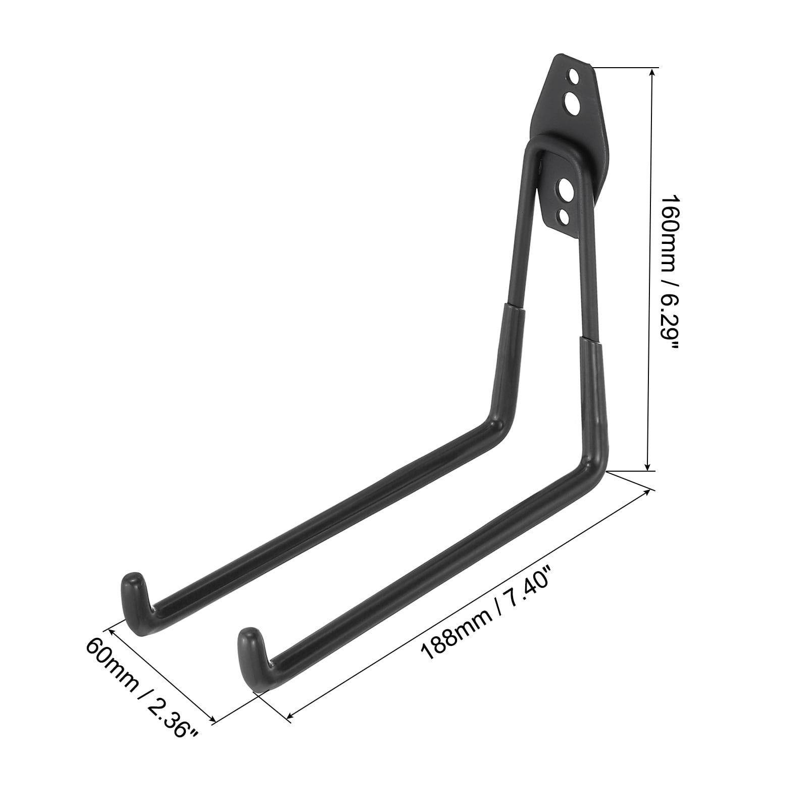 Unique Bargains Durable Wall Mount Hanger Garage Storage Hooks 2.36"x7.40"x6.30" Black