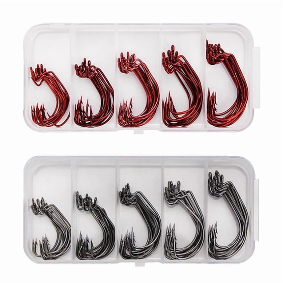 Fishing Hook Set, High Quality, 100pcs, Made of High Carbon Steel, Very Sharp, All-in-One, Suitable for Outdoor Freshwater and Saltwater Fishing