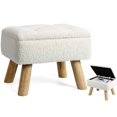thumbnail image 1 of Otomana Storage OGEMXU Boucle Teddy Velvet con almacenamiento en crema, 1 of 7