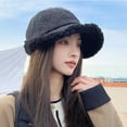 thumbnail image 5 of Dyfzdhu Winter Hats for Women Cold Weather Trendy Fleece Warm Wide Brim Visor Cap Black, 5 of 5