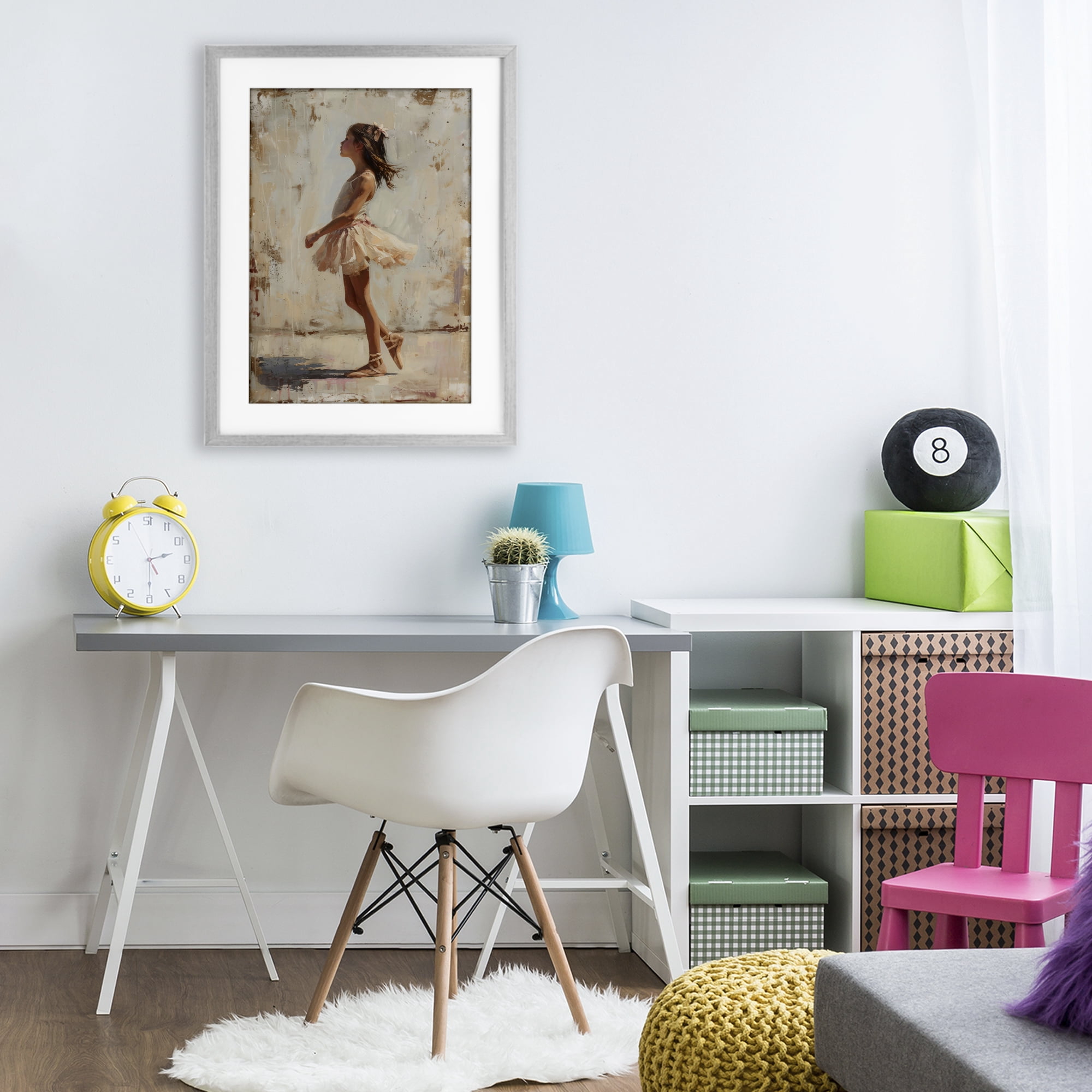 Stupell Industries Ballerina in Soft Light Gray Framed Print Under Glass, design by Creative Studio
