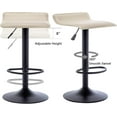 thumbnail image 6 of CQAOE Adjustable Bar Stools Set of 2, Modern Swivel PU Leather Backless Bar Chairs, Airlift Height Adjustable Counter Stools for Kitchen Island, Dining Room, Home Bar (Beige, Black Base), 6 of 10