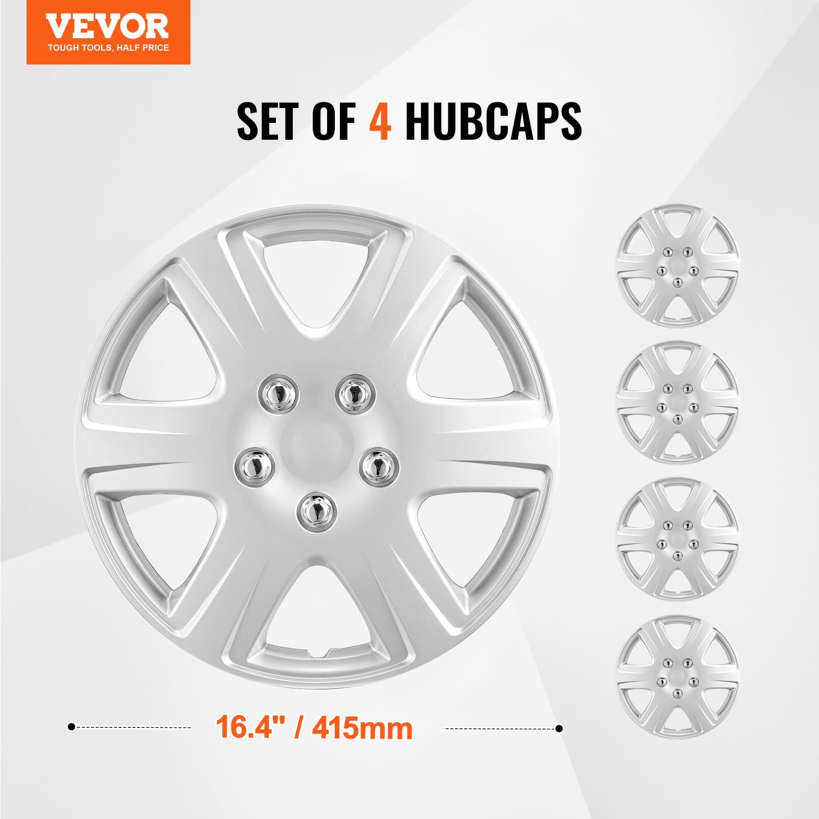 VEVOR Wheel Rim Cover Hubcaps, 15 in Diameter, Sturdy & Durable Scratch-Resistant Hubcap with Snap & Valve Nozzle Hole, ABS & PC Hubcap with High Rigidity & Less Wind Drag, Fits for All Weather Use