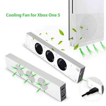 TSV External Cooling Fan Fit for Xbox One S, Dual Purpose USB Cooler Stand with 3 High-Speed Fans, 3 Level Adjustable Speed, 2 USB Ports, Xbox One S Accessories