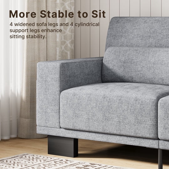 Aiho 69" Chenille Sofa, 3 Seater Sofa with Extra Deep Seats, Comfy Upholstered Couch for Living Room - Light Grey