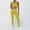 Yellow(Leggings Set), variant on PISONIC Women 2 Piece Workout Sets Color Block Sports Bras Crossover Leggings Set Workout Tracksuit Yoga Outfits