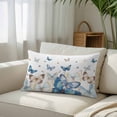 thumbnail image 3 of Blue Butterfly Farmhouse Throw Pillow Cover, Pillowcase Protectors with Zipper, Breathable Decorative Lumbar Pillow Case Cover, Spring Pastoral Butterflies Pillow Shams for Couch Sofa 16x24Inch, 3 of 8