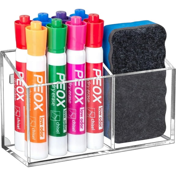 Magnetic Dry Erase Marker Holder for Whiteboard, Non-slip Acrylic Magnet Pen Holder for Fridge Refrigerator, Locker Organizer for Work, Locker Accessories, Pencil Cup for Desk, Marker Organizer