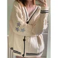 thumbnail image 2 of Women's Vintage Embroidered Star Oversized Cardigan Light Stretch Geometric Knit Sweater, 2 of 10