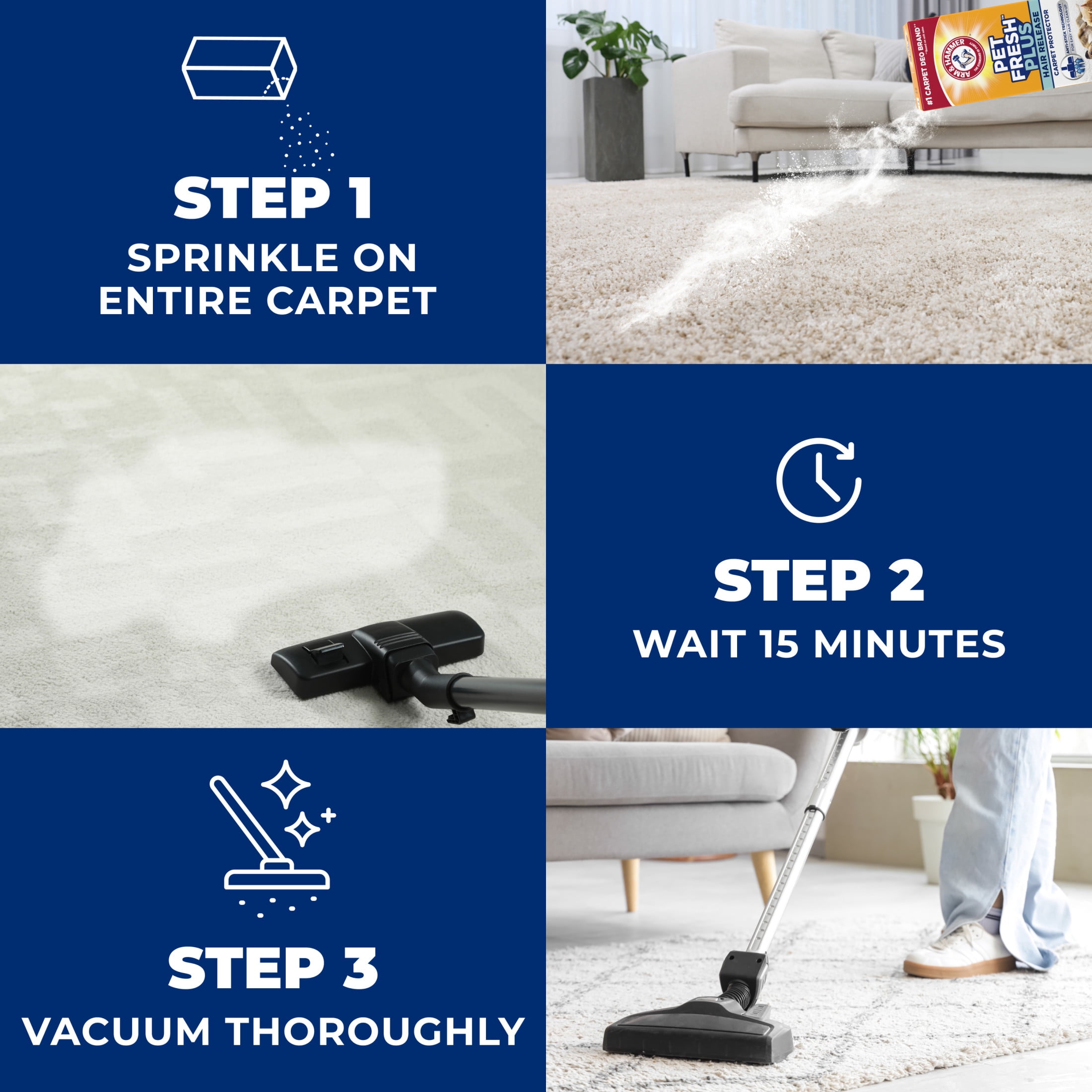 ARM & HAMMER Pet Fresh Plus Hair Release Carpet Protector, Odor Eliminating Carpet Powder, 42.6 oz
