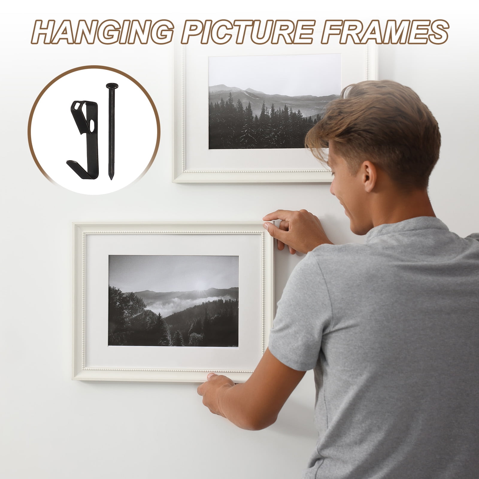 Uxcell 38 Pcs Picture Hangers, 100lb Picture Hanging Hooks Hardware Drywall Frame Hangers Painting Wall Hooks with Nails for Pictures Clocks Mirrors, Home Decoration, Black