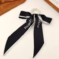 thumbnail image 1 of Fashion Printing Chiffon Check Grace Long Ribbon Bow Lady Headdress Scrunchie Ponytail Holder Tie Women Silk Scarves Hair Band, 1 of 4