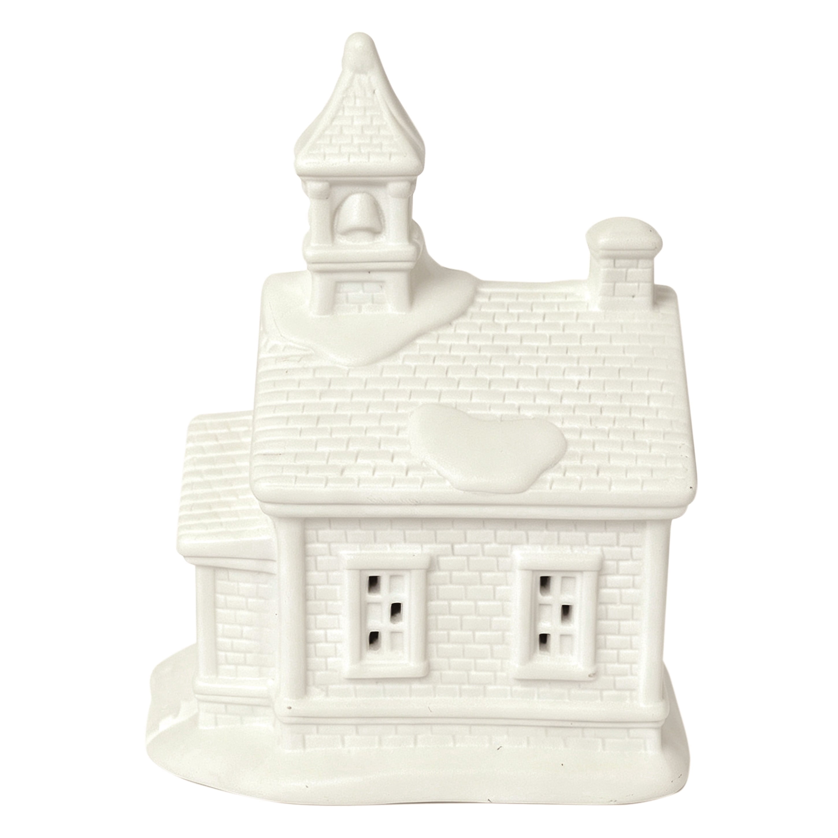 Porcelain Church Mini Christmas Village Building, White, 4", by Holiday Time