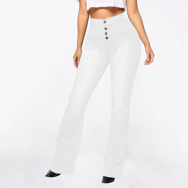 WILLBEST Pantalones Mujer Pantalones Vaqueros Acampanados de Tiro Medio para Mujer, Ajustados, Elásticos, Cómodos, Con Corte de Bota, Informales y de Moda. Extra Chica