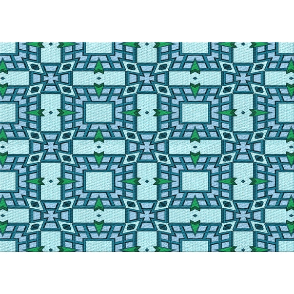 Ahgly Company Machine Washable Indoor Rectangle Transitional Teal Green Area Rugs, 5' x 8'