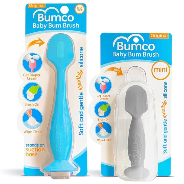 Set de espátulas para crema de pañales Bumco Baby Bum Brush, silicona, azul