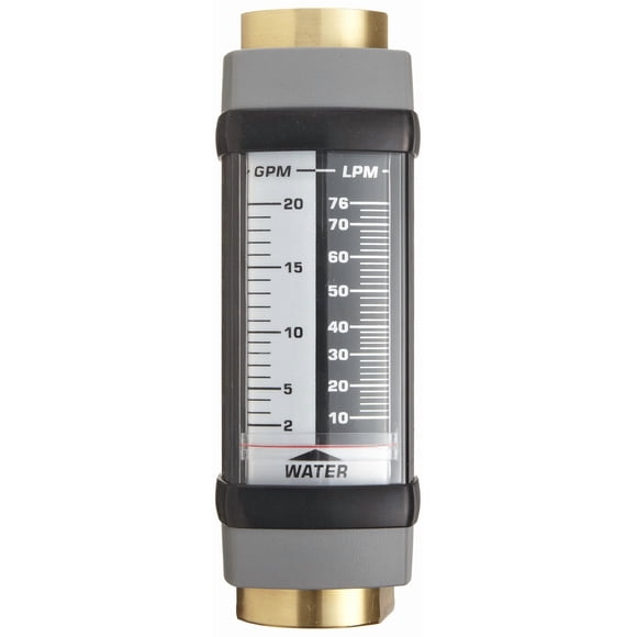 Hedland H605B-002 Flowmeter, Brass, For Use With Water, 0.2 - 2.0 gpm Flow Range, 1/2" NPT Female