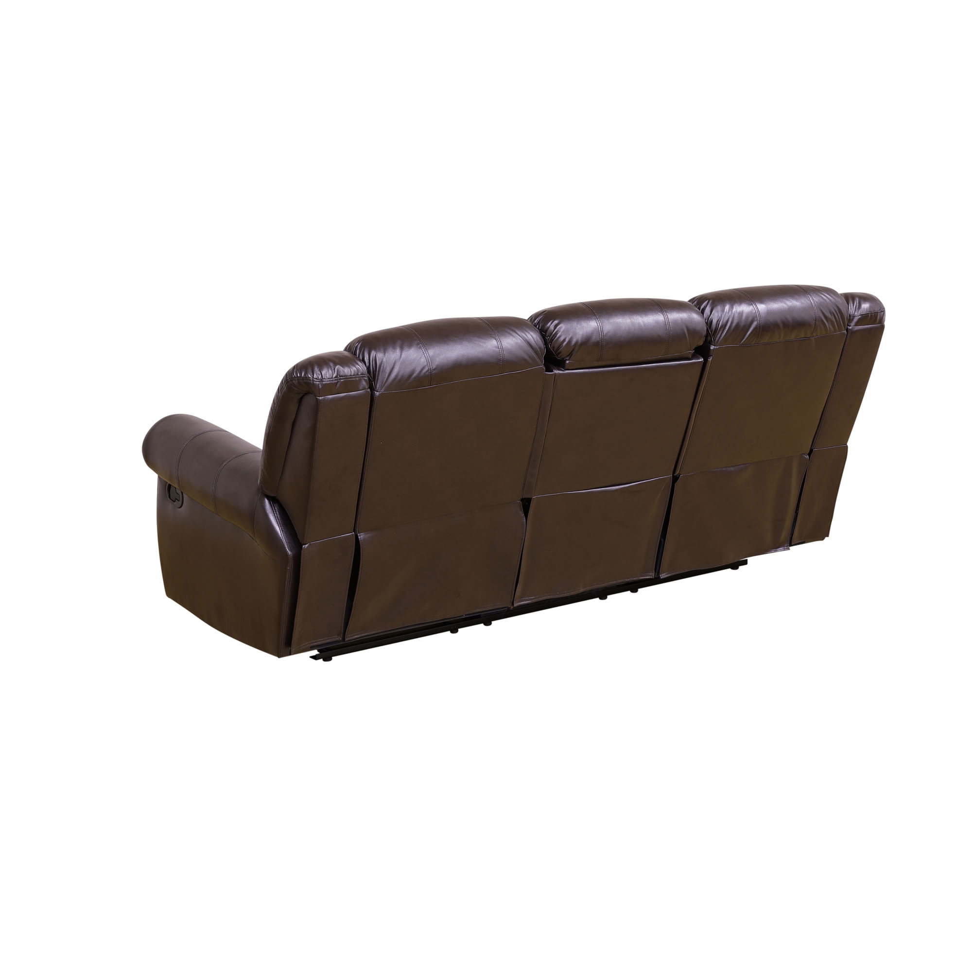 MAYEERTY 3-Seater Recliner Sofa, Breathable Leather Sofa with Reversible Coffee Table for Family Living Room & Home Theater Spaces