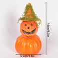 thumbnail image 7 of Mini Halloween Witch Hat Pumpkin Ornament Realistic Grinning Fake Foam Pumpkin Decor for Dining Table Fireplace Mantel Shelf Cabinet Holiday Fall Party Centerpiece, Halloween, Green, Style E, 7 of 7