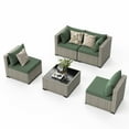 thumbnail image 2 of MRUAKA 5 Pieces Patio Conversation Set, Outdoor Sectional PE Rattan Wicker Furniture Seat,Light Green, 2 of 6