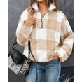 thumbnail image 2 of BTFBM Womens Sweatshirt Sherpa Quarter Zip Pullover Fall Winter Long Sleeve Fleece Sweaters Hoodies Sweatshirts Clothes, 2 of 4