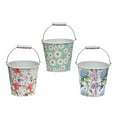 thumbnail image 1 of IH Casa Decor Floral Metal Round Planter With Handle Asstd - Set of 3, 1 of 3