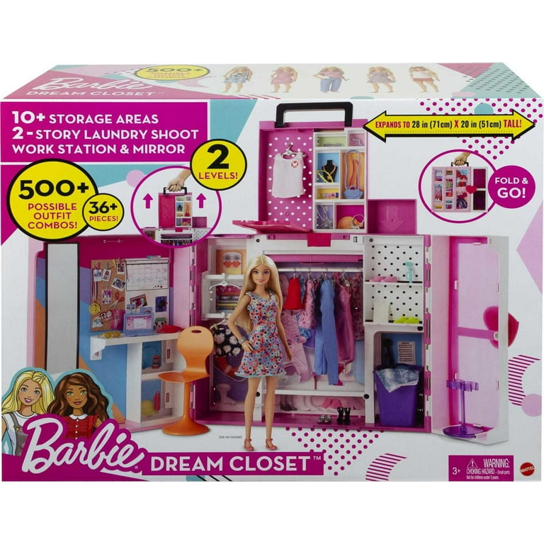 Barbie Dream Closet Playset with 35 Clothes and Accessories Mirror and Laundry Chute