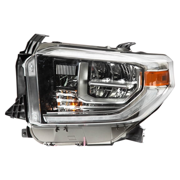 TRQ Driver Side Headlight Assembly LED With Smoked Chrome Bezel Fits 2018 Toyota Tundra TO2502263