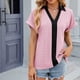 thumbnail image 1 of Fiudx Camisas de Mujer Camiseta Informal de Manga Corta con Cuello En V Liso a La Moda para Mujer, 1 of 3