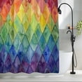 thumbnail image 2 of Colorful Modern Geometric Shower Curtain, Watercolor Rainbow Diamond Pattern Waterproof Shower Curtain Set with 12 Hooks Lightweight Bath Curtains Fabric Bathroom Decor 36x72 Inches, 2 of 9