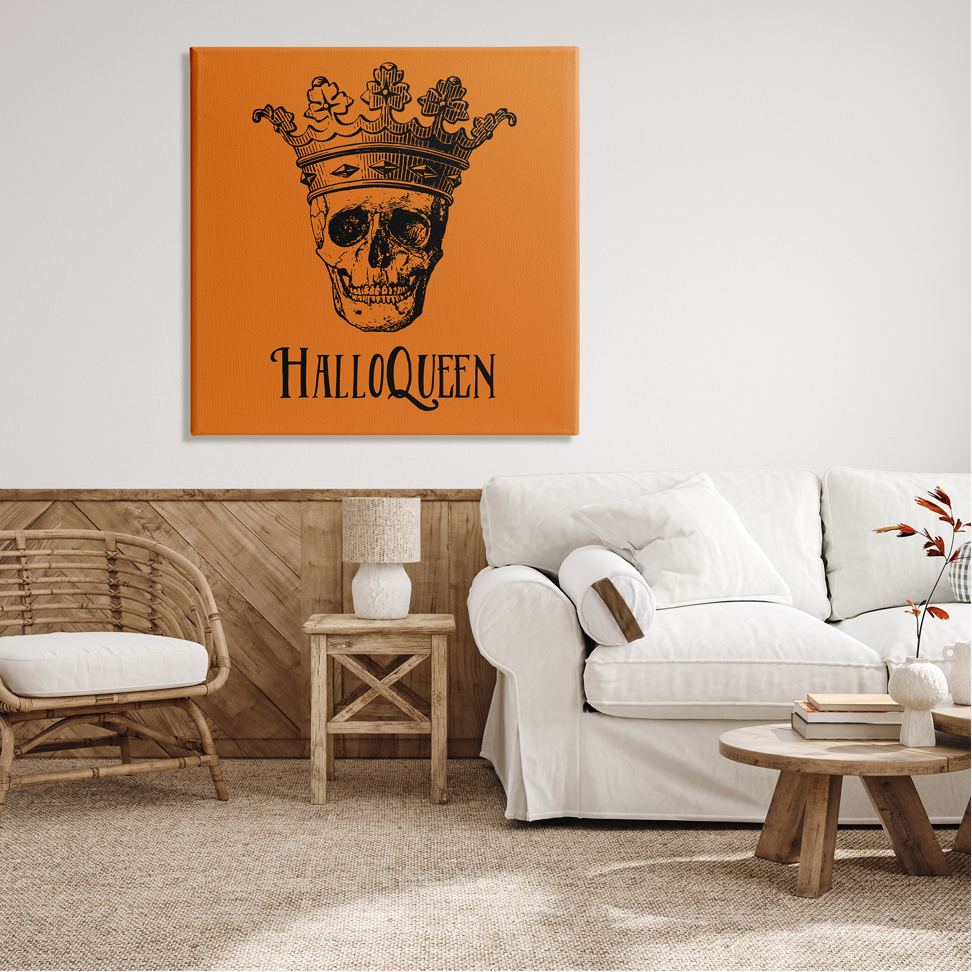 Stupell Industries HalloQueen Skull in Crown Holiday Painting Gallery Wrapped Canvas Print Wall Art, 36 x 36