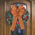 thumbnail image 2 of 2Pcs Fall Thanksgiving Halloween Wreath Bow, Large Pre-Tied Checkered Ribbon Swag Bow for Front Door, Indoor Living Room, Outdoor Courtyard Decoration, Autumn Holiday Ornament for Home, Porch, Mantel, 2 of 5