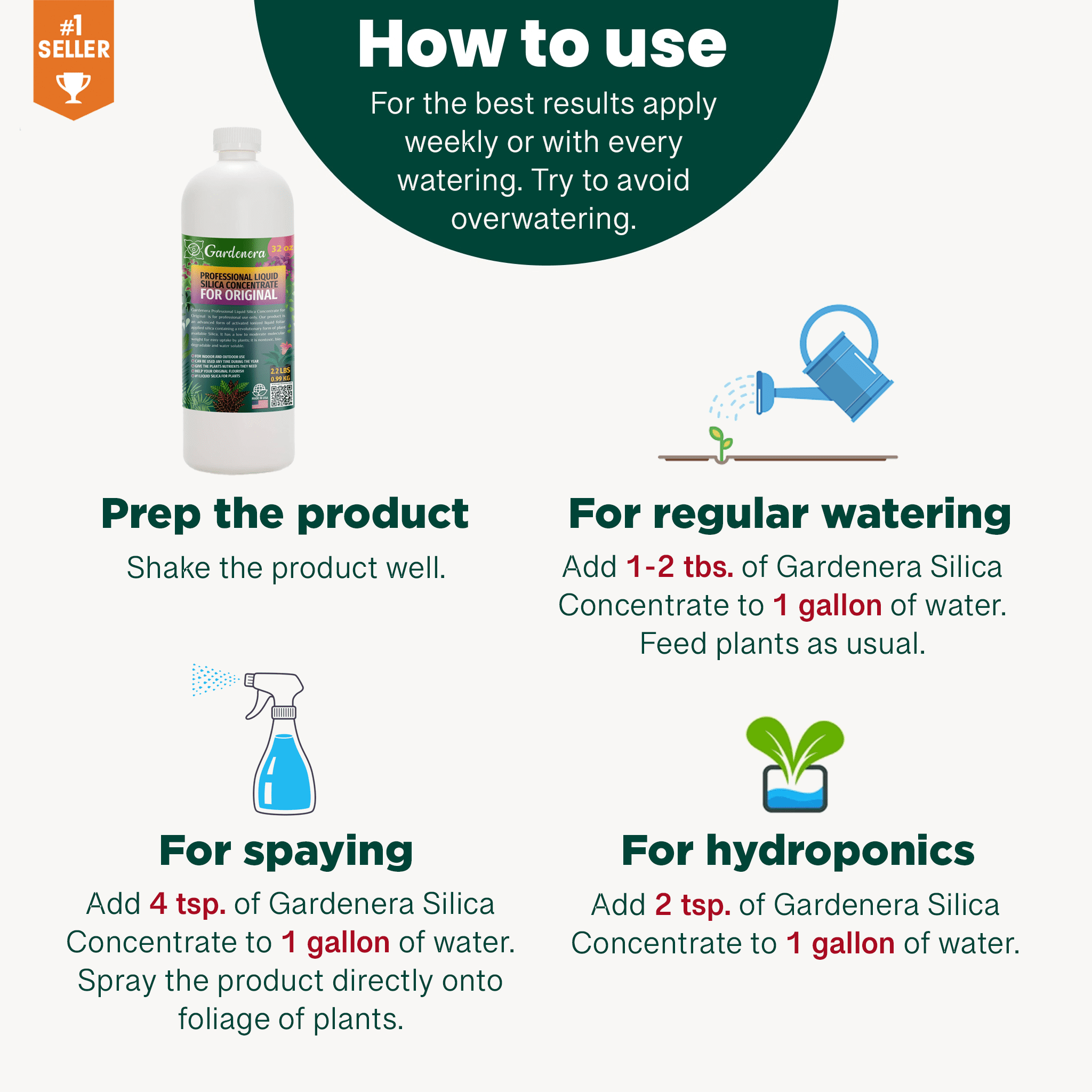 ⭐ 𝐁𝐄𝐒𝐓𝐒𝐄𝐋𝐋𝐄𝐑 Liquid Silica Plant Supplement - 32oz - GRAPEFRUIT TREES Liquid Silica Boost Fertilizer - Stronger Stems & Healthy Leaves for Indoor & Outdoor Grapefruit (Makes 180 Gallons)
