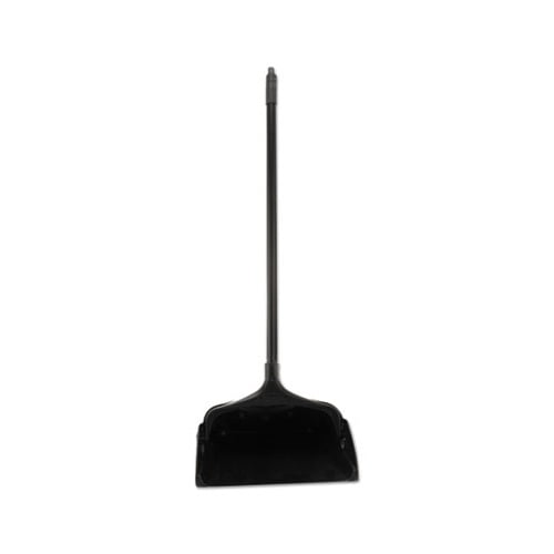 Lobby Pro Upright Dustpan W/Wheels, 12 1/2 ", Polypropylene w/Vinyl Coat, Black