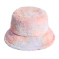 thumbnail image 2 of Cheers.US Women Tie Dye Rainbow Faux Fur Bucket Hat Fluffy Winter Warmer Fisherman Cap Fashion Plush Rainbow Cap, 2 of 6