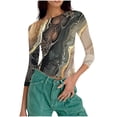 thumbnail image 2 of Womens Slim Fit T-shirts 3/4 Sleeve Crewneck Plus Size Y2k Crop Tops Graphic Base Tee Shirt S-3X Casual Spring (2XL, Gray A), 2 of 7