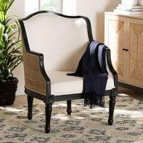 bali & pari Elizette Rattan and Bayur Wood French Provincial Accent Chair, Black