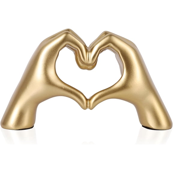 CATPAN Heart Shaped Hand Statue, Gold Home Decor Accents for Living Room Coffee Table TV Cabinet Bookshelf Office entryway Desktop Shelf Small Sculpture Home Decor.