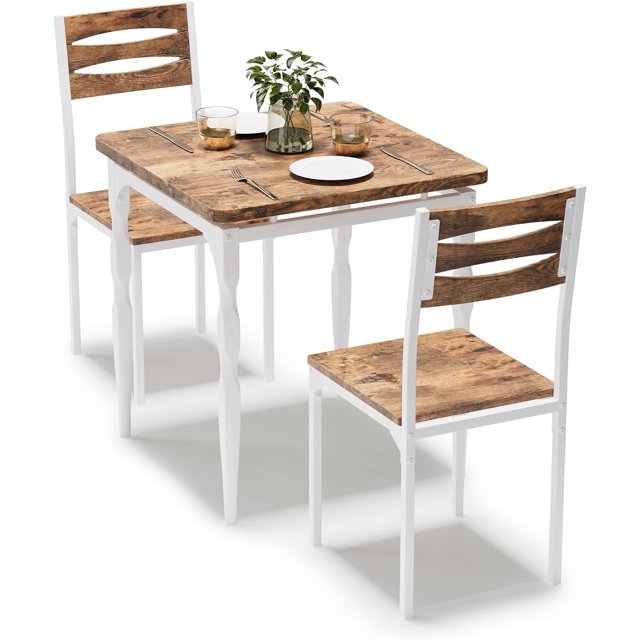 Dining Table Set for 2, Dining Table and 2 Chairs Set, 3 Piece Dining Table Set with Spiral Table Legs for Small Spaces, Kitchen, Apartment,300lbs