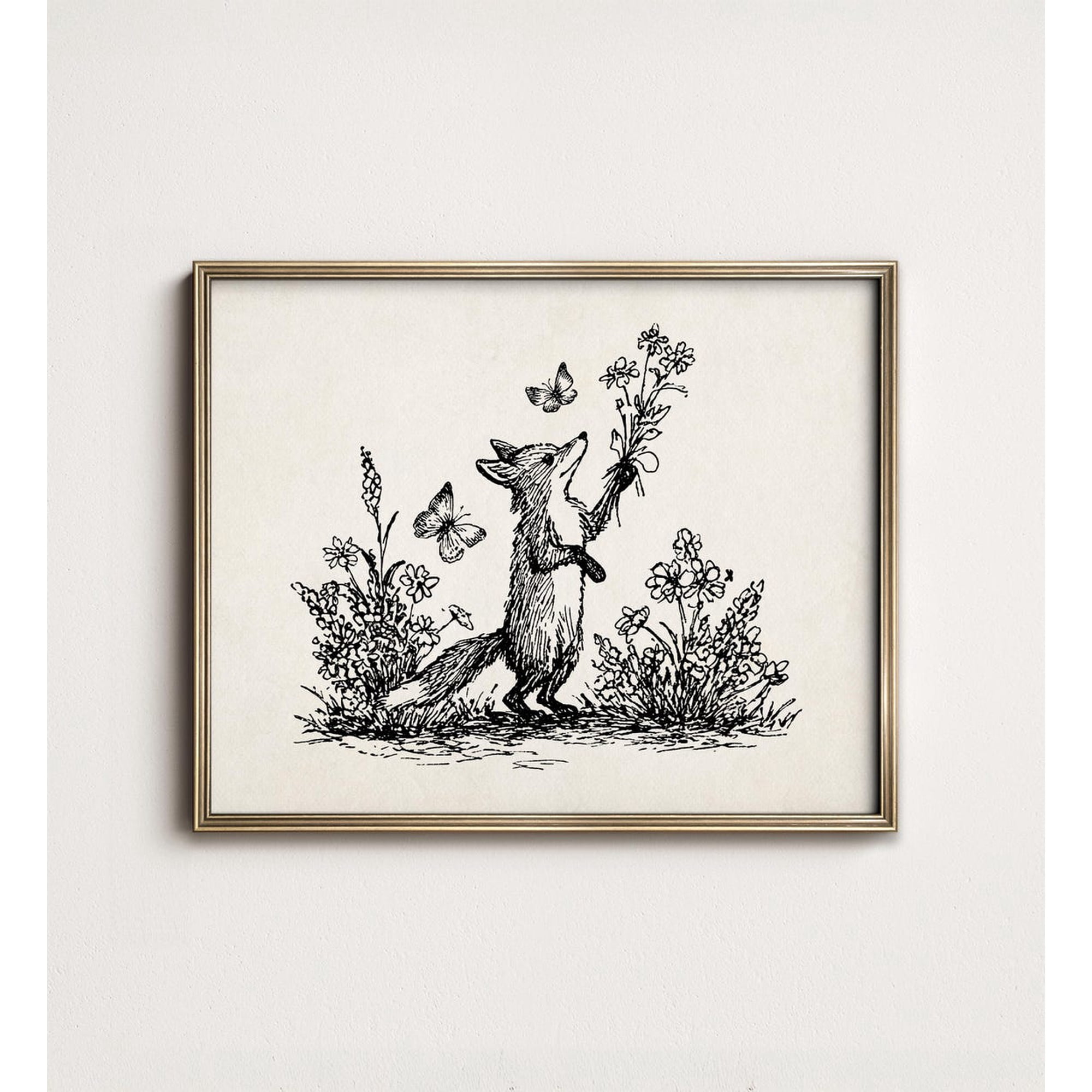 Fox Sketch Wall Art Print With Woodland Nursery And Toddler Room Decor Unframed Paper Print