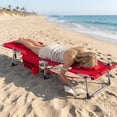 thumbnail image 2 of Gymax Tanning Chair w/ Face Arm Holes 4-Level Backrest & Head Pillow Side Pocket Red, 2 of 7