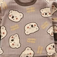 thumbnail image 5 of TOWED22 Toddler Baby Girl Boy Fall Winter Outfits 2 Piece Print Long Sleeves Sweatshirt Elastic Pants Casual Pants Set Clothes Clothing(Brown,3-4 Y), 5 of 6