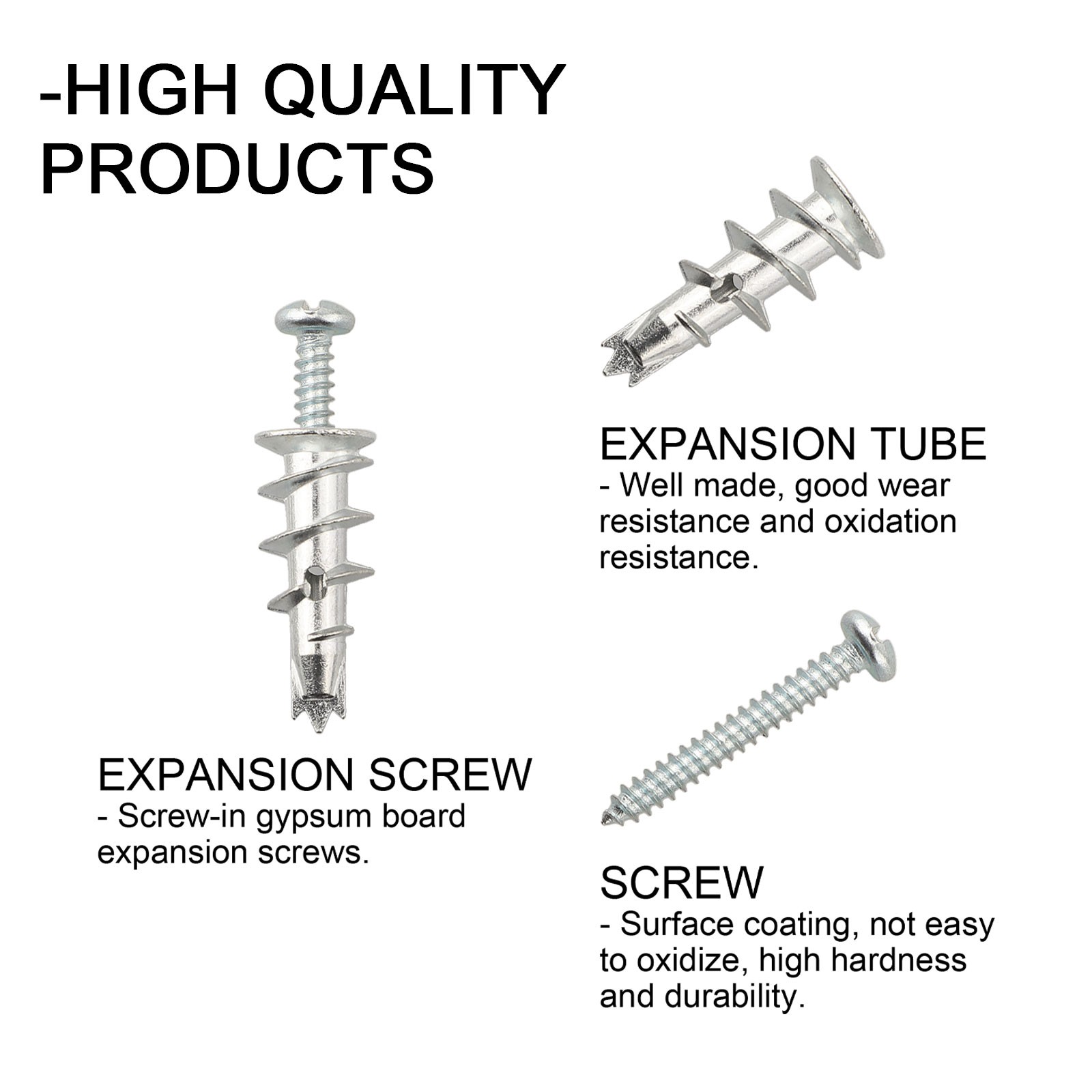 Hollow Wall Anchor and Screw Pack 100 Pieces Designed for Heavy Duty Use