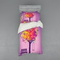 thumbnail image 1 of Tree Duvet Cover Set, Retro Picture of Graffiti Colorful Tree with Circle Patterns Swing Childhood Graphic, Bedding Set with Shams and Fitted Sheet, 3 Sizes, by Ambesonne, 1 of 3