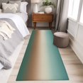thumbnail image 5 of Gradient Green Washable Runner Rugs 2'x6', Modern Minimalist Green Brown Ocean Beach Low Pile Throw Entryway Rug Non-Slip Sturdy Edge Binding Carpet for Indoor Bedside Entrance Bedside, 5 of 9