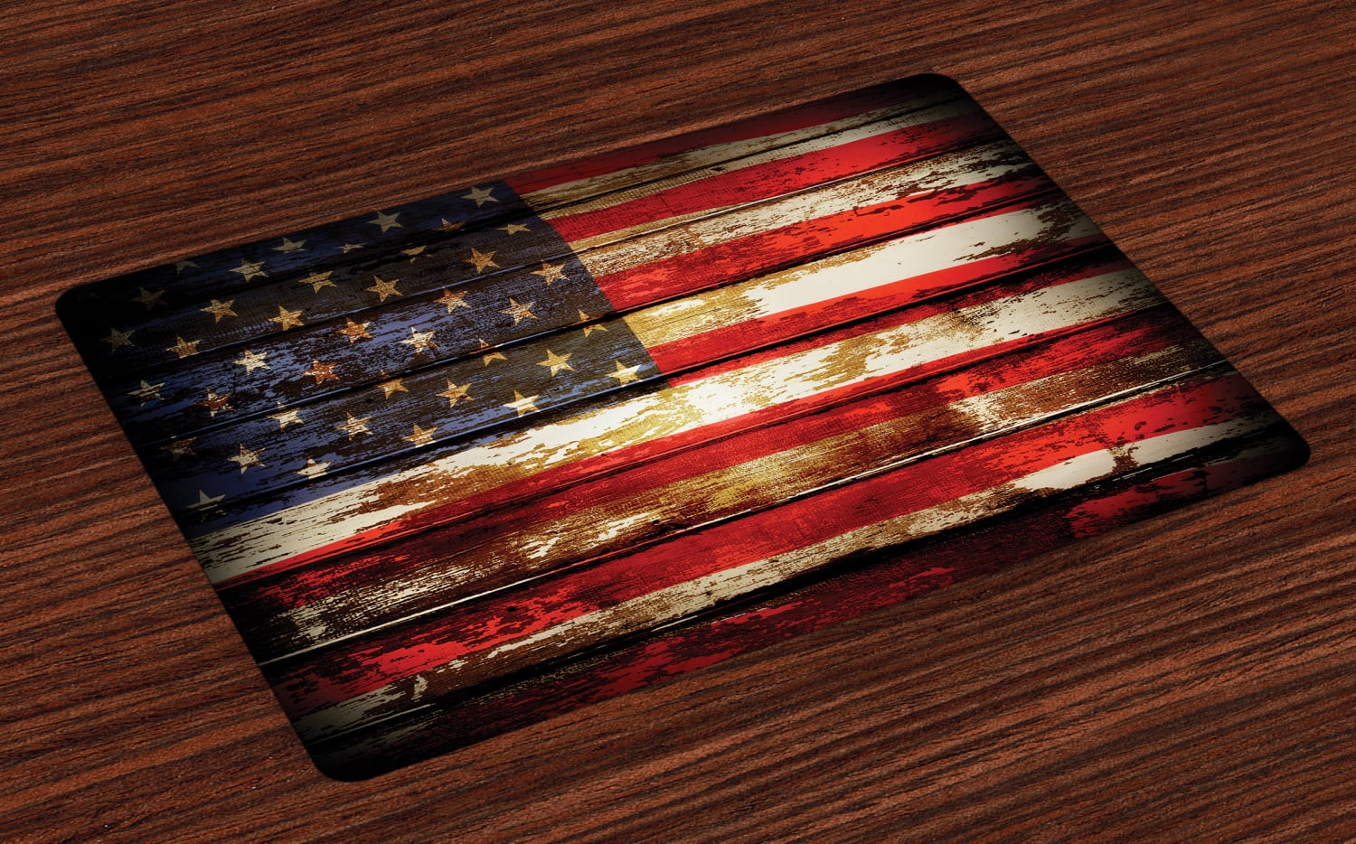 American Flag Placemats Set of 4 Us Symbolism over Old Rusty Tones