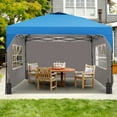 thumbnail image 2 of Outdoor Basic 10x10 Pop Up Canopy Tent with One Push Setup, Portable Sun Shade Tent, Instant Easy Up Canopy with 4-Sidewalls & Hand Bag, Outdoor Fldable Gazebo with Vent Top, Blue., 2 of 11